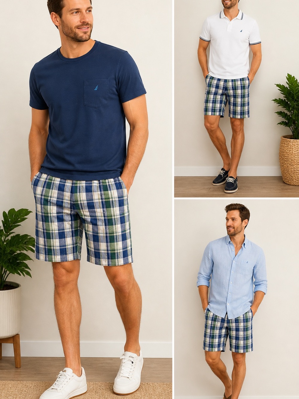Active Force Plaid Shorts Mens Size 40 NWT Blue Green Casual Golf Dad Summer